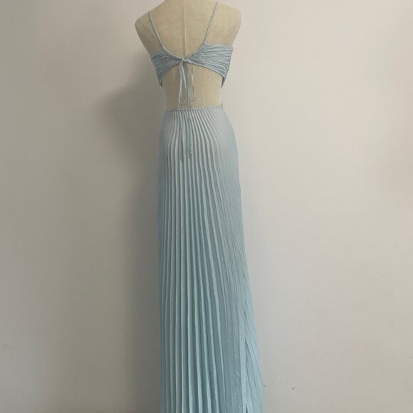 A.L.C. Pleated Halterneck High Waist Hollow out Maxi Dress - Picture 5 of 13